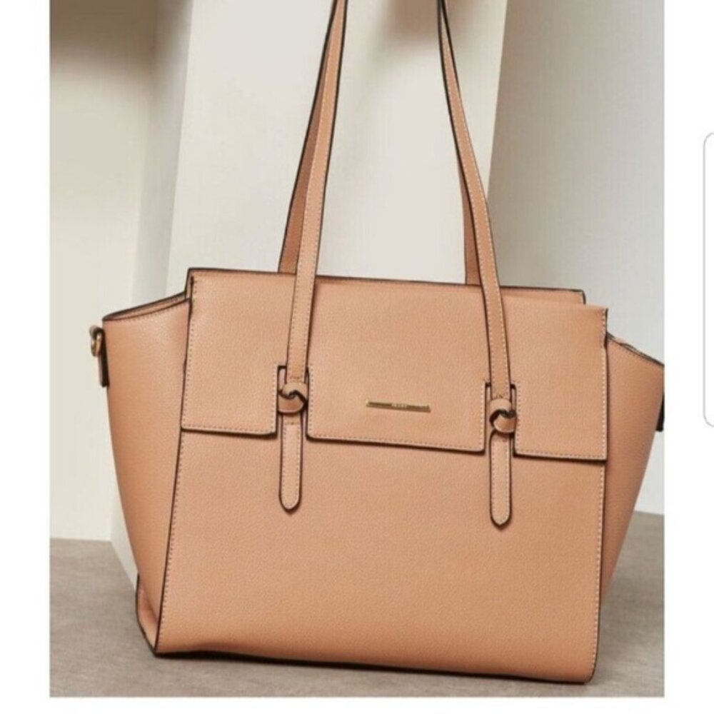 Aldo Light Pink Tan Tote Bag Faux Leather Handbag